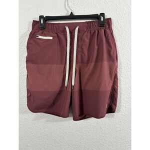 Vuori Shorts Mens Medium Burgundy 7 in Inseam Elastic Drawstring Zip Pocket V300